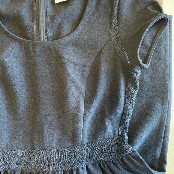 Urban Outfitters Pins & Needles Crepe Lace Inset Black Dress 2 - Picture 4 of 7